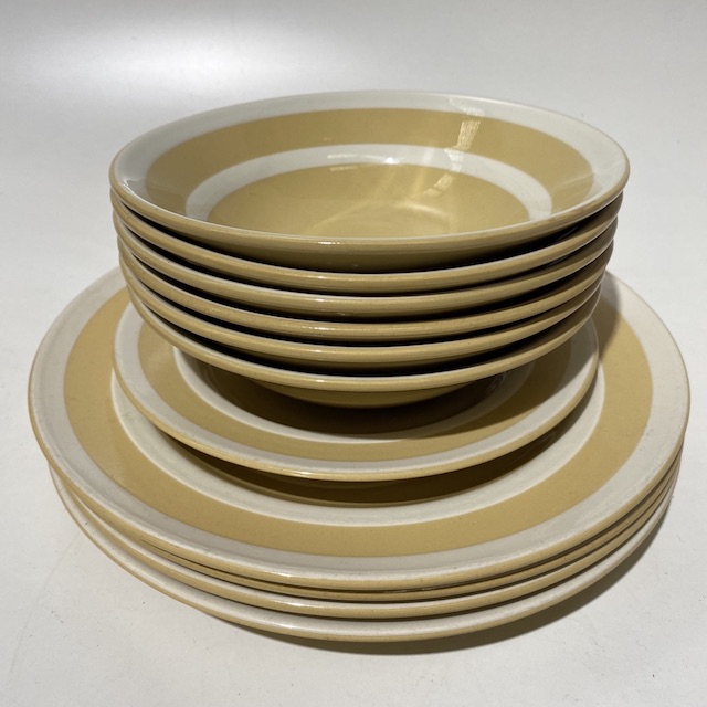 DINNERWARE, 1970s Mustard Stripe